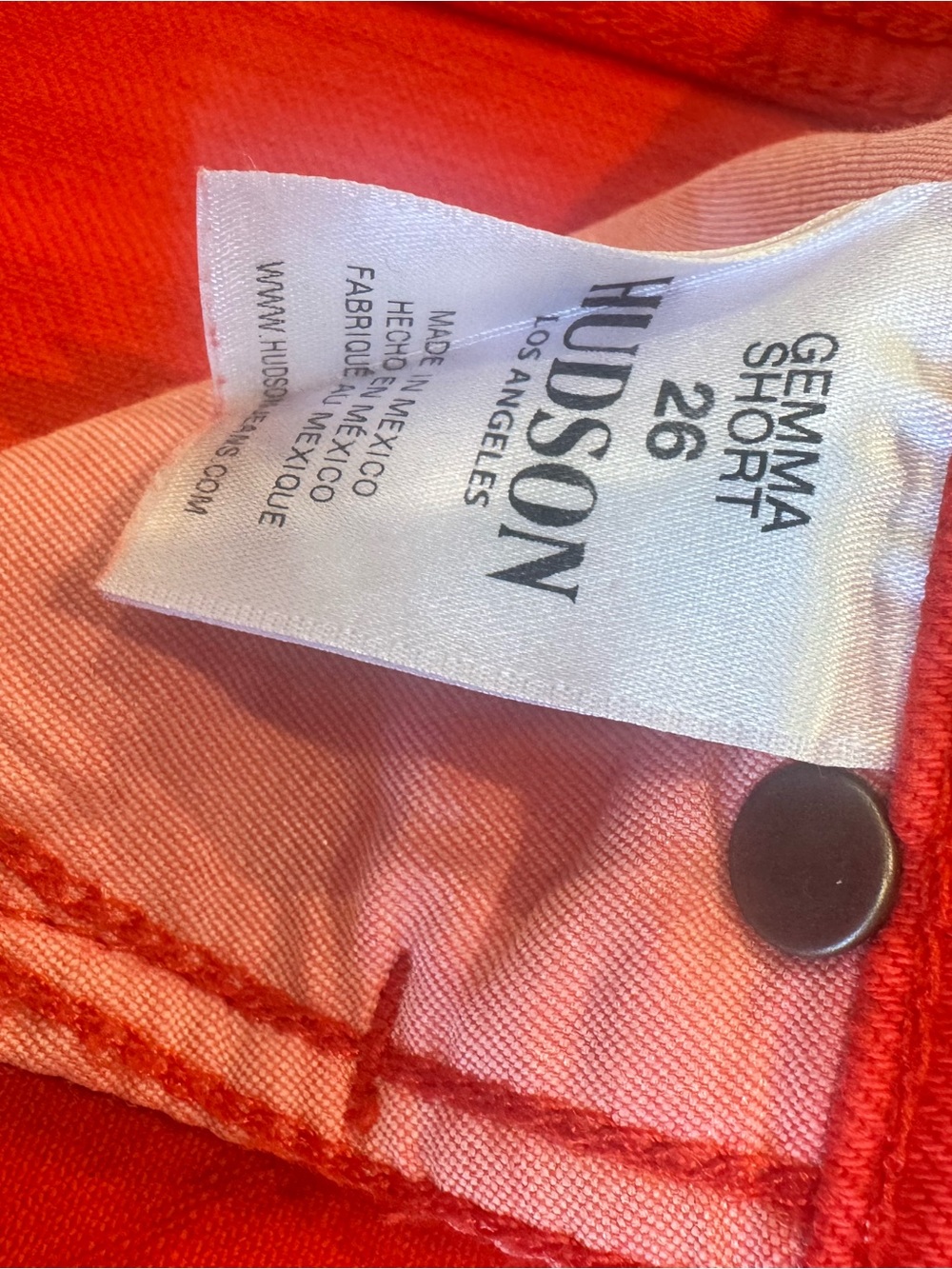 Hudson Jeans Gemma Red Frayed Hem Denim Shorts - Picture 3 of 4